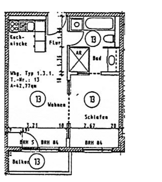 Grundriss - Charmante 1,5-Zimmer-Wohnung mit Balkon in zentraler Lage