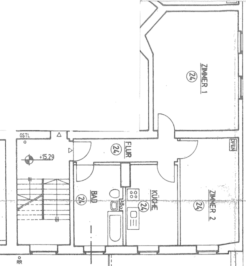 Z49_WE 24_Grundriss - Altbau - 2 Zi im 4.OG am Zionskirchplatz