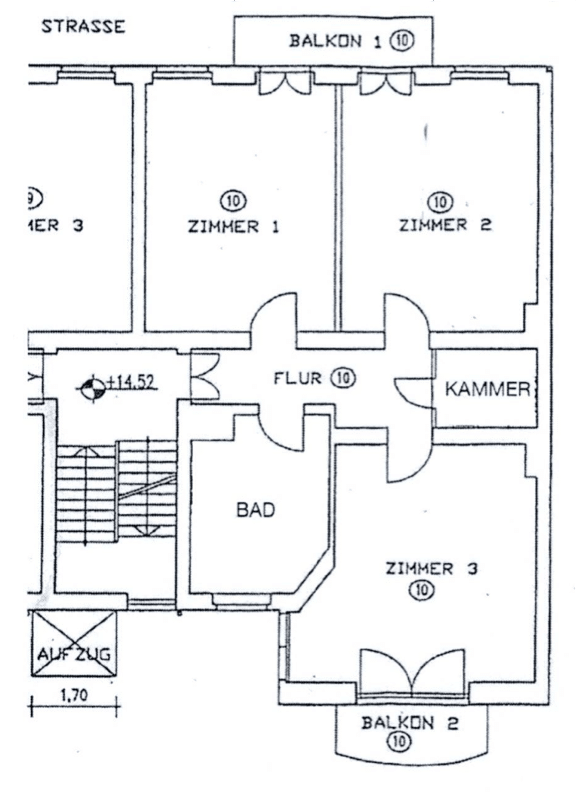 KREM4_Grundriss - Altbau am Mauerweg - 3 Zi - 2 Balkone - Blick auf den Mauerpark