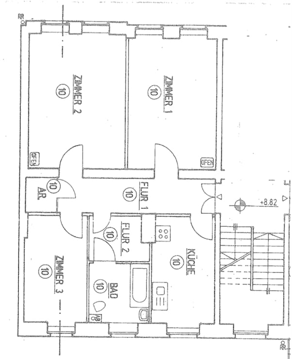 Zion49-WE10 Grundriss - Old building with balcony - 3 rooms on mezzanine floor at Zionskirchplatz